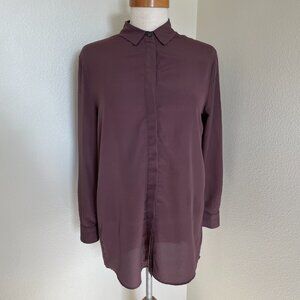 All Saints Women’s Long Sleeve Brown Button Up Crossback Wasson Shirt Size S/6